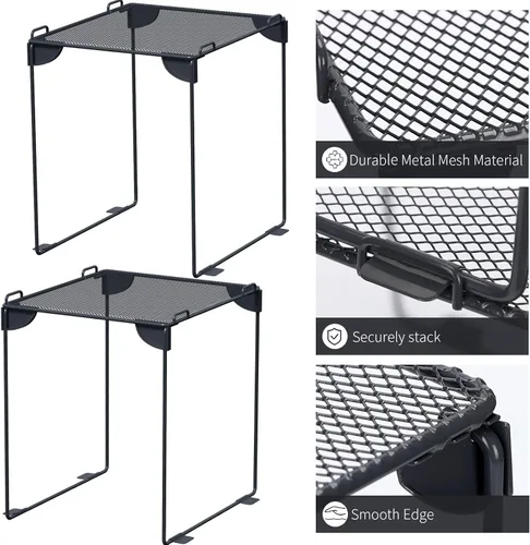 Vista 4 de Neudeco Estante de malla para casillero, organizador apilable extra alto, plegable y construcción de metal, se adapta a casilleros escolares