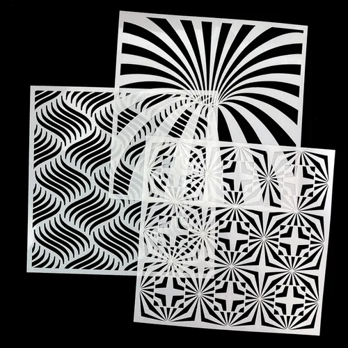Vista 6 de 32 plantillas geométricas de 6 x 6 pulgadas, plantillas de pintura de mandala para álbumes de recortes, galletas, azulejos, muebles, decoración