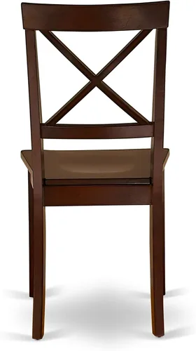 Vista 10 de East West Furniture ANBO5-MAH-W - Juego de comedor de 5 piezas para 4 personas, incluye una mesa de cocina redonda con pedestal y 4 sillas