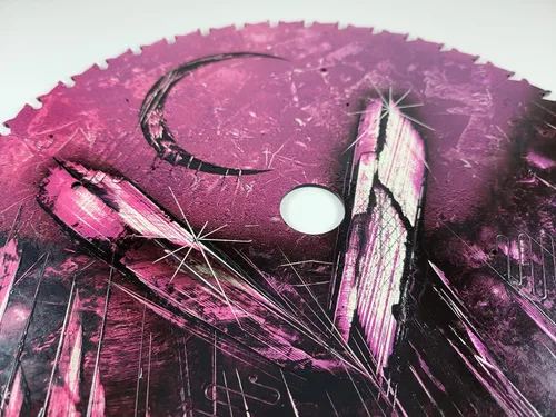 Vista 7 de Double Sided Saw blade Painting in Purple Colors of Fantasy Landscape scenes Flip Sides by artist Jason Girard