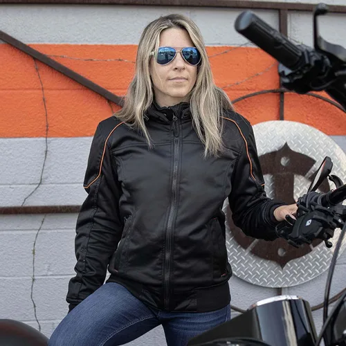 Vista 7 de Chaqueta de motociclista Milwaukee Leather MPL2764 para mujer, estilo de competición, con capucha, negra, de concha suave y blindada