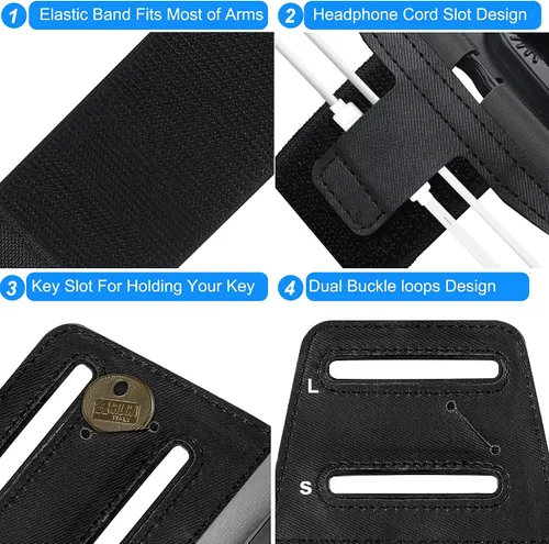 Vista 5 de Paquete de 10 soportes de teléfono celular para brazo - Correa de muñeca reflectante y ajustable, fundas para brazo compatibles con iPhone 16 15 14