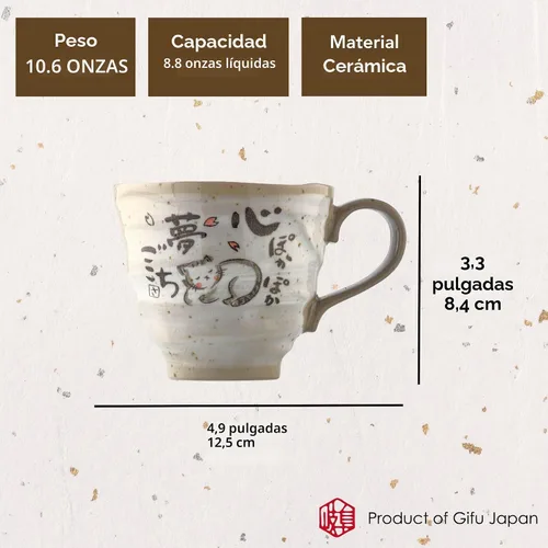 Vista 2 de Juego de 2 tazas de café japonesas para gatos de 8.8 onzas, tazas de té