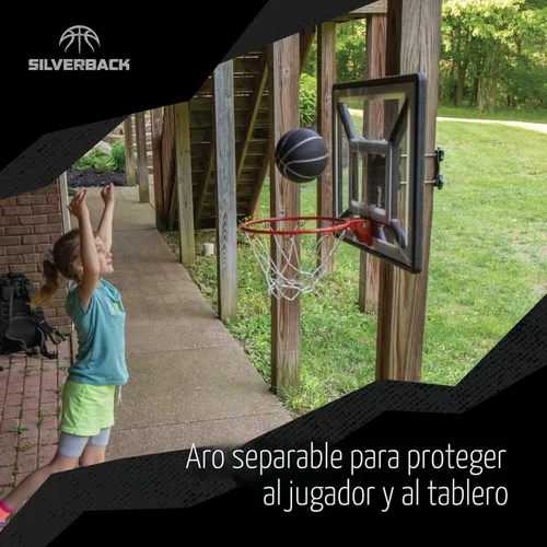 Vista 5 de Aro de baloncesto juvenil Silverback Junior de 33" con tecnología de montaje Lock 'n Rock. Se monta en postes redondos y verticales, color negro