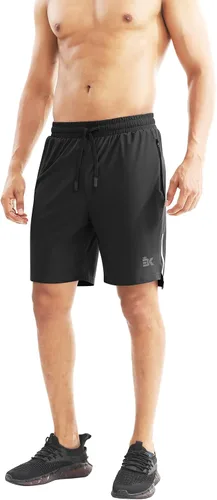 Vista 7 de BROKIG Pantalones cortos de correr ligeros para hombre de 7 pulgadas, pantalones cortos de entrenamiento de gimnasio de secado rápido para hombres