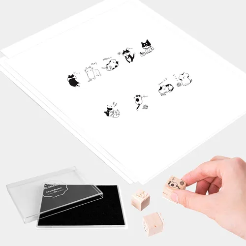 Vista 5 de Almohadilla de tinta, almohadilla de tinta lavable de 5 x 4 pulgadas para niños, color negro