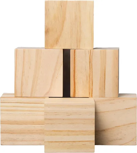 Vista 8 de Ninekong - Paquete de 30 bloques de madera sin terminar, cubos de pino