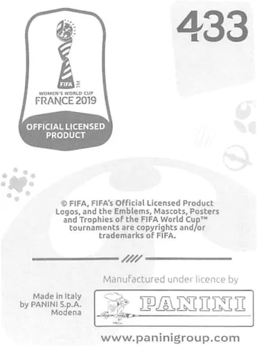 Vista 2 de Panini FIFA Copa Mundial Femenina Francia 2019 Calcomanías de Álbumes (solo adhesivo individual) Fútbol #433 Pikul Khueanpet Tailandia 2 pulgadas
