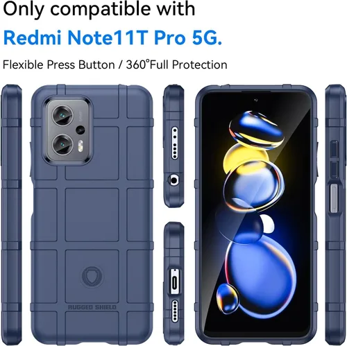 Vista 2 de Funda delgada para Redmi Note 11T Pro 5G, resistente funda duradera con grado militar a prueba de golpes, gran agarre y cubierta protectora del Azul