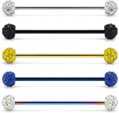 Vista 11 de Ruifan Piercings de 14 g de acero inoxidable Industrial Barbell para cartílago de la oreja joyería1 1/2 pulgadas (38 mm)
