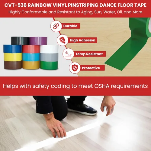 Vista 4 de T.R.U. - Cinta de vinilo de color para hacer líneas finas en la pista de baile. 36 yardas. CVT-536. 13 colores disponibles, negro