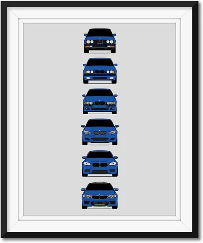 Vista 3 de Custom Car Posters Handmade Poster compatible with BMW M5 Generations and Print of BMW Car Models: E28, E34, E39, E60, F10, F90 - Multi, 8x10
