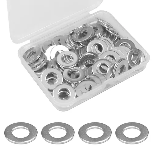 Vista 9 de 200 piezas arandelas planas de 1/4'', OD 5/8'', arandelas de acero inoxidable 304, arandelas de metal SAE para tornillos y pernos