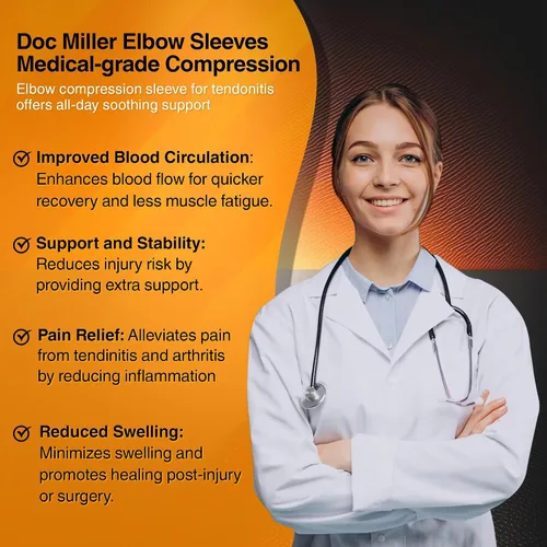 Vista 5 de Doc Miller Coderas de compresión para tendinitis, mujeres y hombres, 1 par Negro