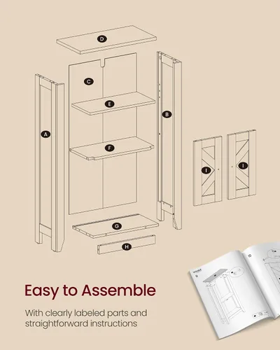 Vista 6 de VASAGLE LIRY Collection - Storage Cabinet, Farmhouse Floor Cabinet, Freestanding Storage Organizer for Bathroom Kitchen Entryway, Adjustable Shelf