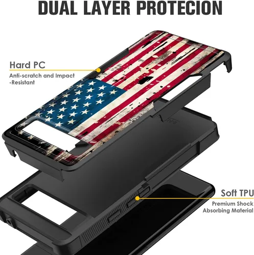 Vista 29 de Funda para Pixel 6A, funda protectora híbrida de doble capa resistente a prueba de golpes de policarbonato duro de silicona suave TPU para Google