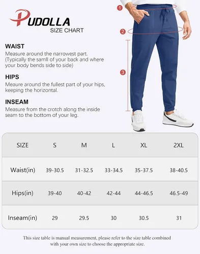 Vista 7 de Pudolla Pantalones deportivos con forro polar para hombre con 3 bolsillos con cremallera, pantalones cálidos para invierno, correr, entrenamiento
