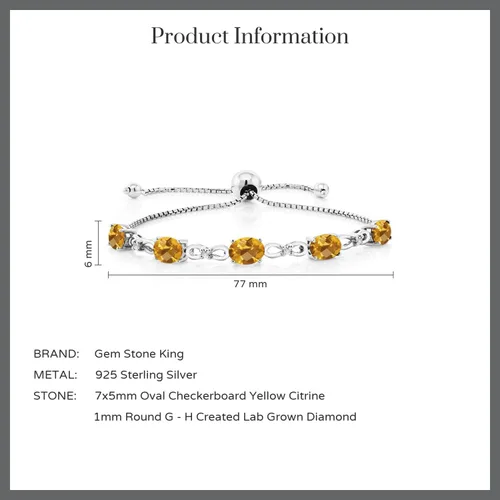 Vista 86 de Gem Stone King Pulsera de tenis de diamantes cultivados en laboratorio con piedra natal de 3-6 quilates para mujer, plata de ley 925, ovalada