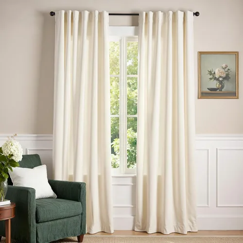 Vista 50 de Lazzzy - Cortinas de terciopelo blanco de 63 pulgadas de largo para sala de estar o dormitorio, cortinas con filtro de luz, aislación térmica