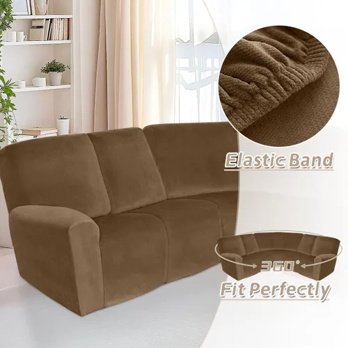 Vista 587 de Arfntevss Fundas de sofá seccional reclinable de terciopelo, Funda de sofá seccional de esquina para sofá reclinable, Funda elástica suave