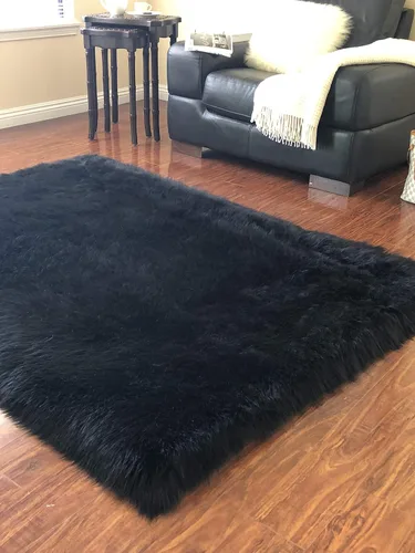 Vista 6 de LAMBZY Alfombra cuadrada de piel de oveja sintética, súper suave, hipoalergénica, de pelo de felpa de primera calidad