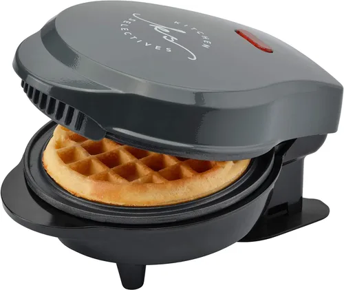 Vista 7 de Kitchen Selectives Mini waflera de Select Brands - Plancha clásica para gofres para gofres tradicionales, salados o de postre, cuenta con Azul