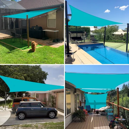 Vista 2 de E&K Sunrise - Toldo tipo vela de 8 x 12 pies, impermeable, para exteriores, rectangular, con protección UV, para pérgola, patio, jardín, terraza