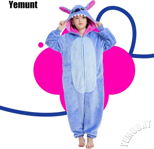 Vista 2 de Yemnut Disfraz unisex de franela para Halloween y Navidad para niñas y niños