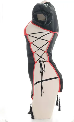 Vista 5 de Yameidie Vestido chino Cheongsam para mujer, lencería de anime para cosplay, con abertura alta, Qipao tradicional (negro), Negro
