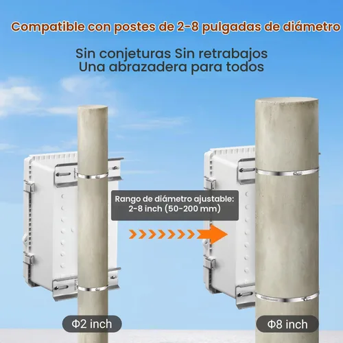 Vista 4 de QILIPSU Kits de montaje de poste, soportes de acero inoxidable 304 de 6.9 x 1.9 pulgadas con abrazaderas ajustables de 2 a 8 pulgadas para cajas