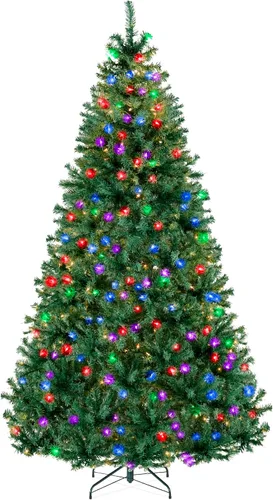 Vista 38 de Best Choice Products Árbol de Navidad azul bebé preiluminado de 6 pies, decoración navideña artificial completa con 947 puntas de rama, 250 luces