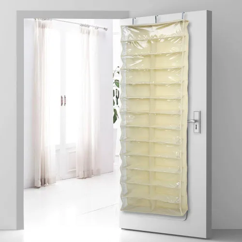 Vista 2 de Organizador de zapatos colgante para colocar sobre la puerta, 26 bolsillos grandes, zapatero para armario, colgador de zapatos, bolsa