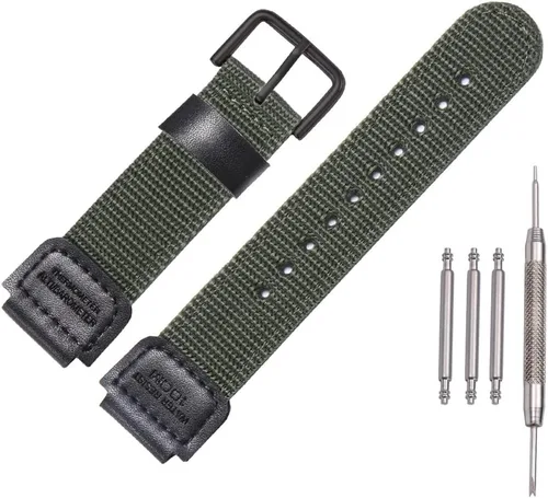 Vista 7 de Correa de nailon de 0.709 in de repuesto para correa de reloj de cuero Casio AE1200WH AE-1000 SGW-300H/400 W-735 PRG270 para hombre Negro