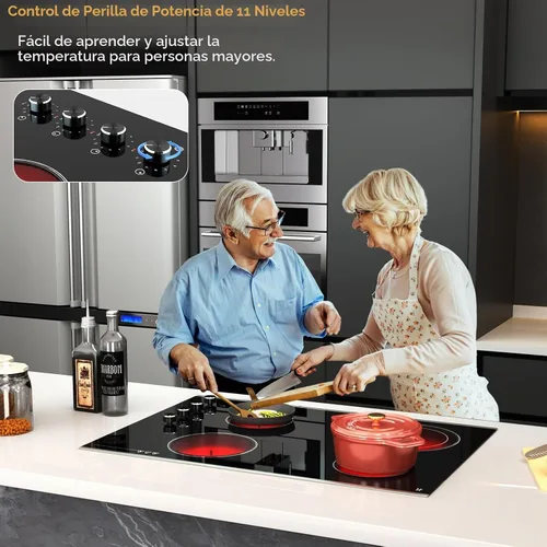 Vista 6 de Placa de Cocina Eléctrica de 30 Pulgadas 4 Quemadores, 6700W Estufa Eléctrica Radiante Integrada con Control de Perilla, Estufa Eléctrica