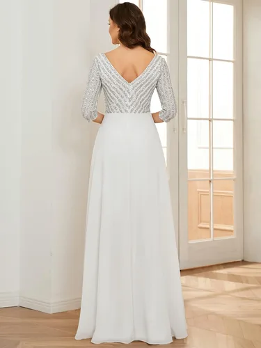 Vista 2 de Ever-Pretty Women's Elegant V-Neck Long Sleeve Sequin Evening Party Dress 0751
