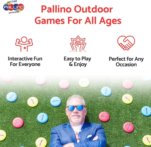 Vista 5 de Pallino Juego interactivo de discos voladores - Diversión al aire libre para adultos y familia, juegos de césped para niños y adultos, patio trasero