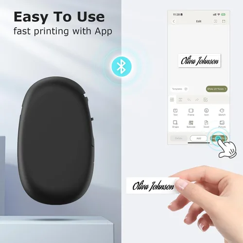 Vista 3 de SUPVAN E10 - Máquina etiquetadora Bluetooth con cinta, color negro Fits Continuous & Die-Cut Waterproof Label, Easy App Editing, Rechargeable