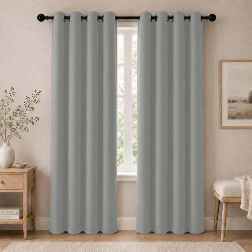 Vista 21 de Cortinas de oscurecimiento de habitación de 45 pulgadas de largo para dormitorio y sala de estar, cortinas térmicas aislantes con ojales