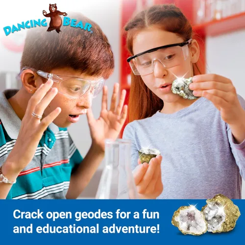 Vista 10 de DANCING BEAR 25 Rompe tus propias geodas, (Mediana 1-1.5") 90% hueca, ¡Abre y descubre asombrosos cristales sorpresa dentro! Información educativa e