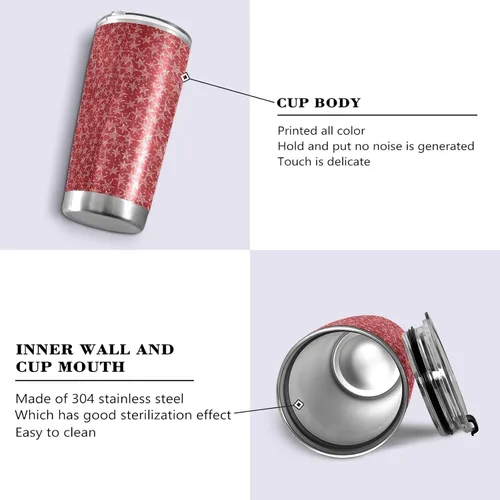 Vista 2 de Red and White Stars Stainless Steel water bottle with straw with Lid and Straw travel mug for camping leakproof insulated tumbler termo para bebidas