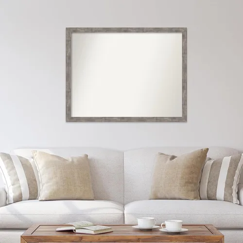 Vista 359 de Amanti Art Silver Bathroom Mirror for Over Sink, 26x35 Custom Made Marred Pewter Rectangle Vanity Mirror, Large Casual Wood Frame, Hangs Horizonally