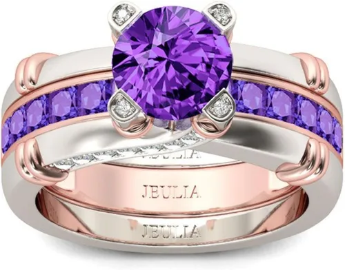 Vista 3 de Jeulia - Anillo de plata de ley con circonitas intercambiables para mujer, para boda, compromiso, aniversario