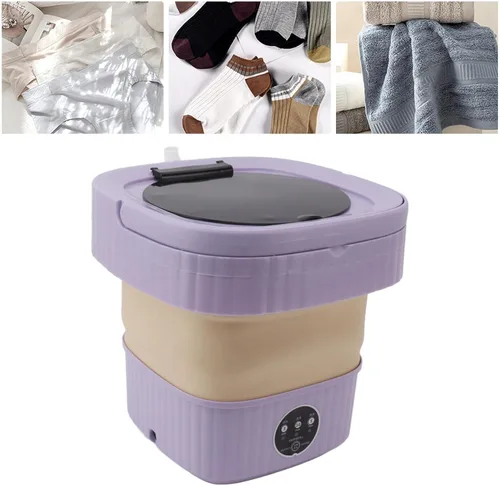 Vista 8 de Septpenta Lavadora portátil, mini lavadora, gran capacidad de 6 litros, plegable, limpieza profunda de ropa interior, ropa de bebé y otras prendas