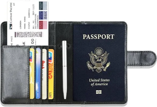 Vista 3 de Funda para pasaporte ACdream, piel de calidad superior, cartera con bloqueo RFID