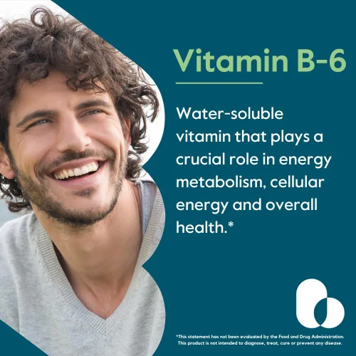 Vista 2 de BESTVITE Vitamina B-6 200 mg (120 cápsulas vegetarianas) - Sin estearatos - Sin agentes de flujo - Vegano - Sin OMG - Sin gluten