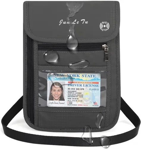 Vista 13 de Soporte para pasaporte para viajes, cartera de pasaporte RFID con diseño de ventana visual, organizador de documentos multifuncional, bolsa de viaje