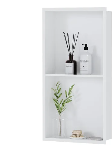 Vista 15 de Neodrain Nicho de ducha doble estante de acero inoxidable, no necesita azulejos, nichos de baño empotrados en la pared, nicho de pared empotrado