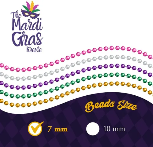 Vista 4 de Surtido de cuentas Mardi Gras de 33 pulgadas, 0.276 in, 6 docenas, 72 collares