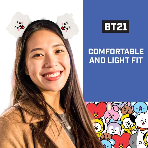 Vista 18 de Concept One BT21 LINE FRIENDS - Diadema bordada de felpa 3D para mujer, Chimmy