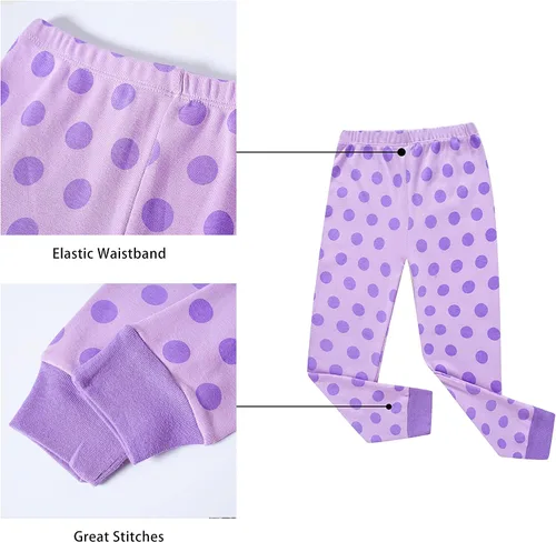 Vista 5 de KikizYe Conjunto de pijamas de manga larga para niñas pequeñas, 100% algodón